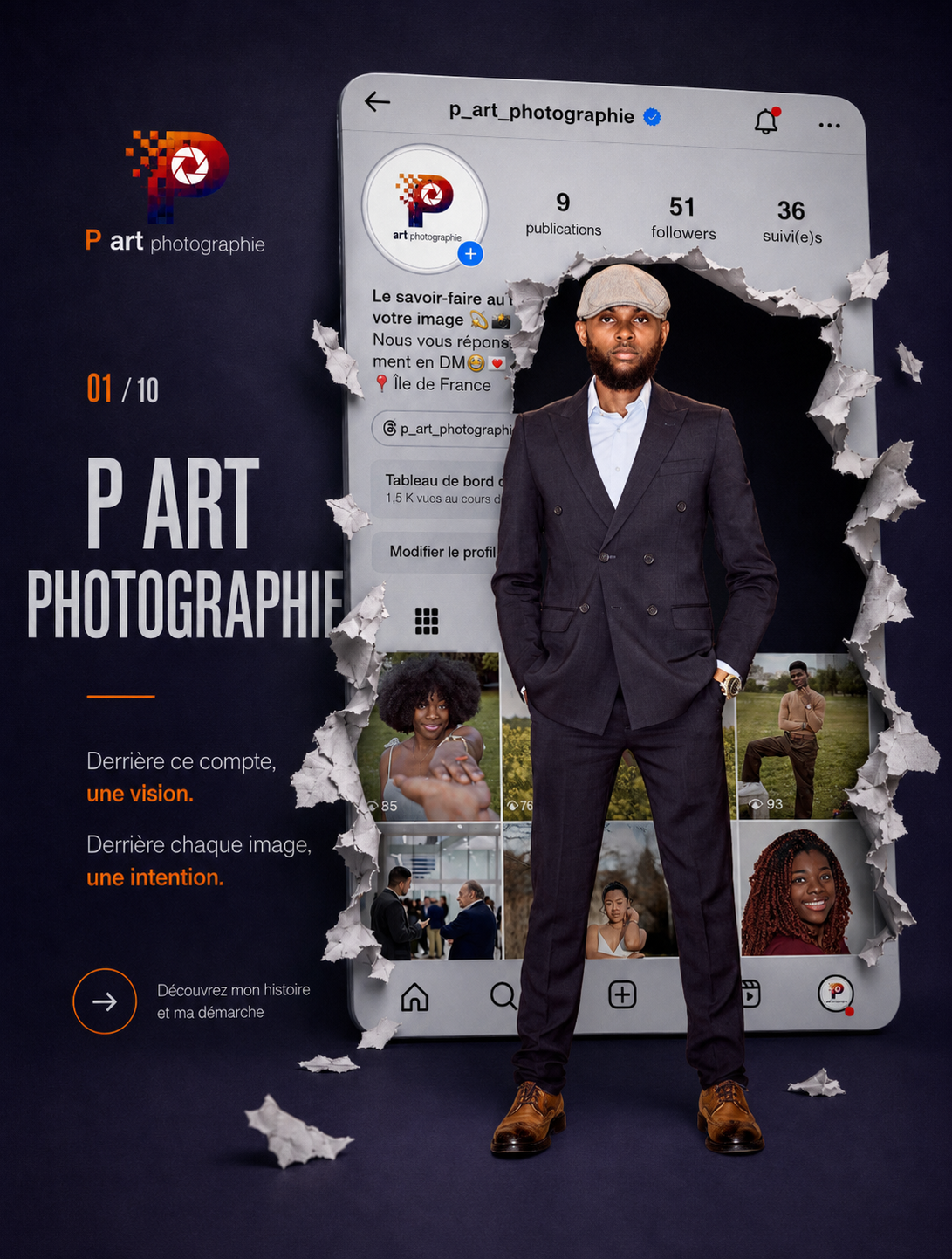 Affiche P Art Photographie avec univers Instagram et portrait