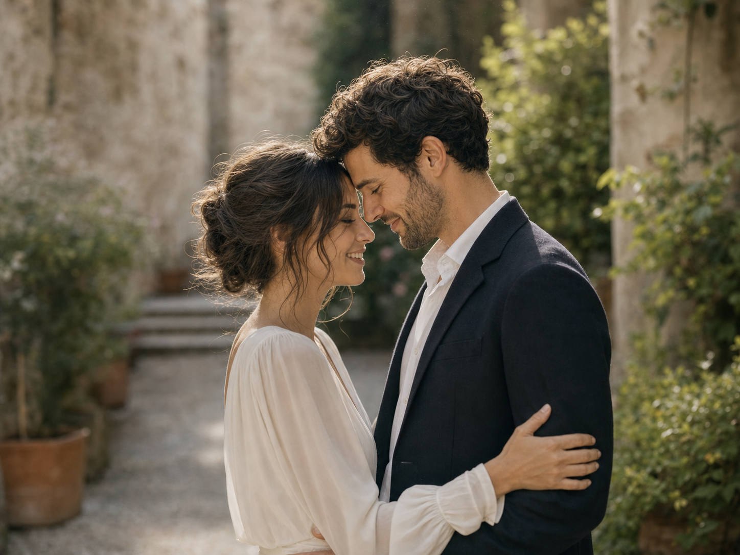 Portrait de couple doux et naturel